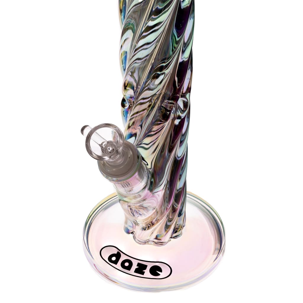 Daze Glass - 12 Inch Iridescent Rainbow Spiral Glass Water Pipe