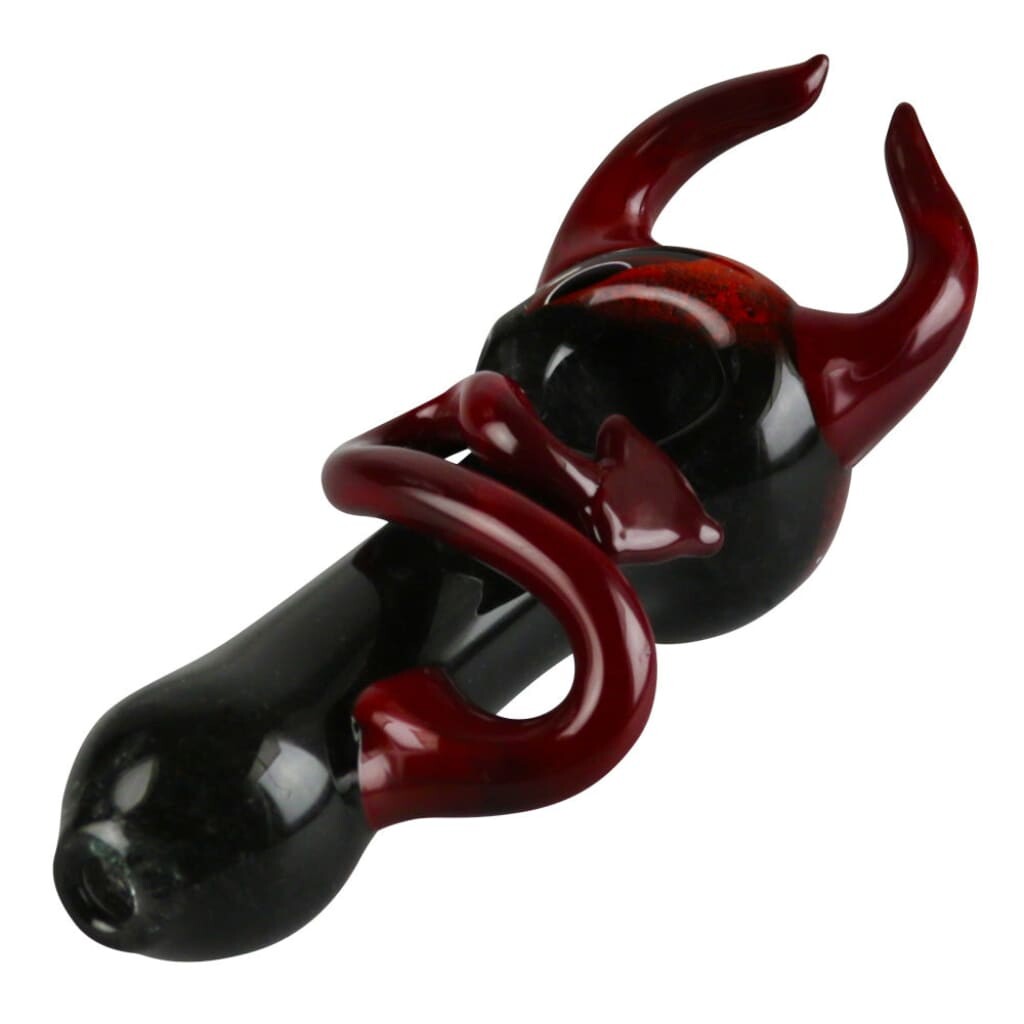 Devil Horns & Tail Fritted Hand Pipe - 5.75’