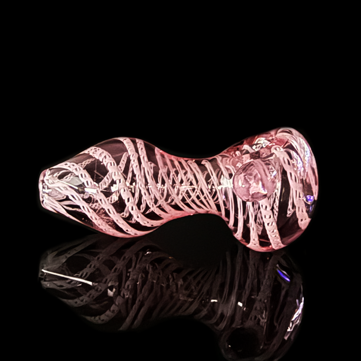 Pink Glass Hand Pipe with Belly & Twist Art