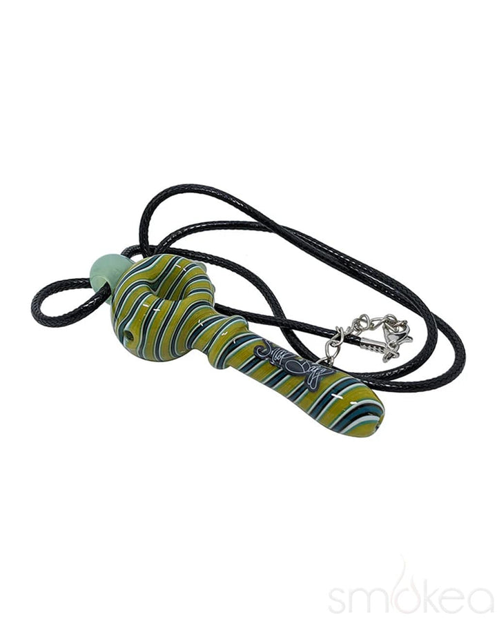 Compact Glass Spoon Pipe with Necklace