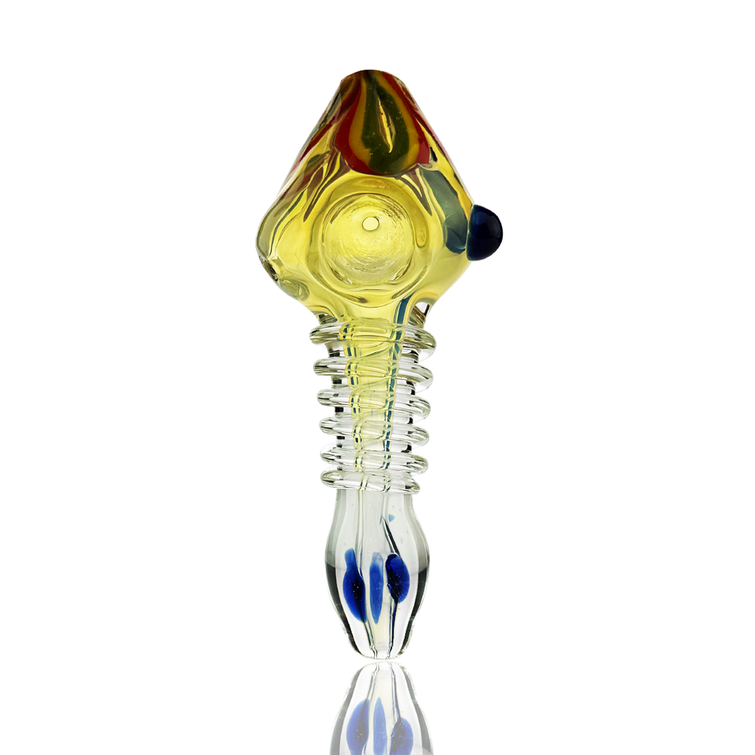 4.5" Silver Fume Spoon Pipe with Rasta Lines