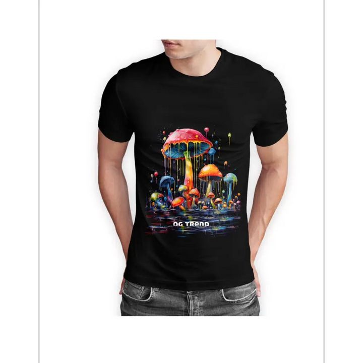 Drippy Mushroom Half Sleeve T-shirt Comfortable Cotton Blend