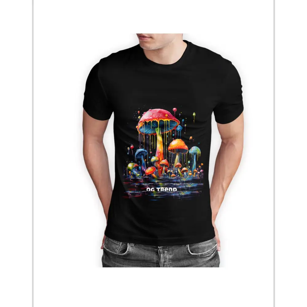 Drippy Mushroom Half Sleeve T-shirt Comfortable Cotton Blend
