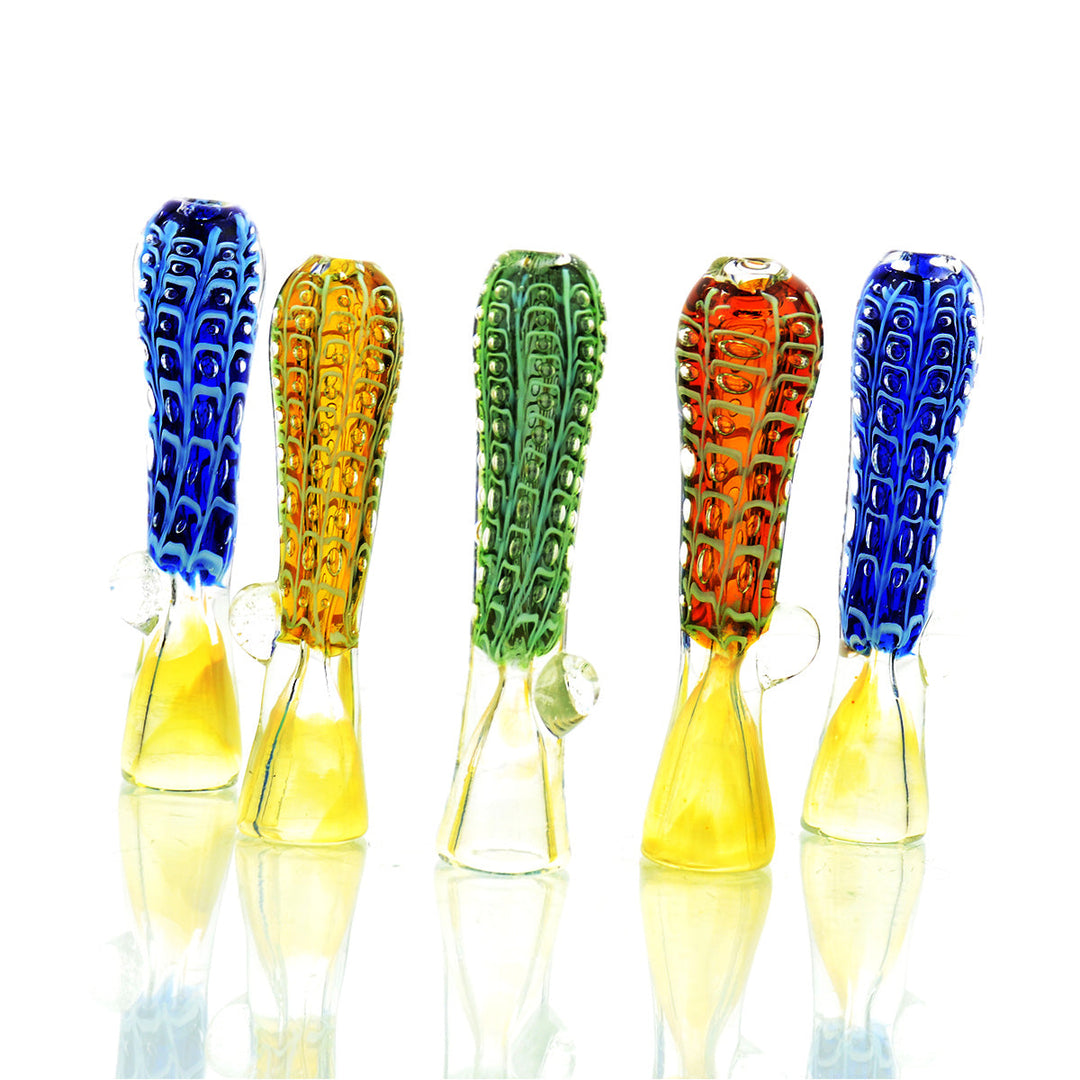 Quilted Art Glass Chillum One Hitter - 3.5 Inch