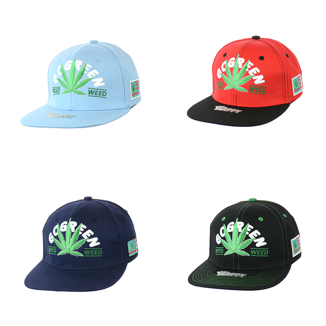 Embroidered Leaf Snapback Hat - Multiple Colors