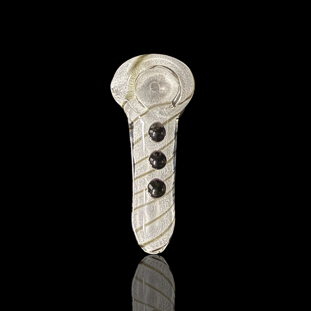 3.5 Inch White Frit Glass Pipe with Grip Buttons