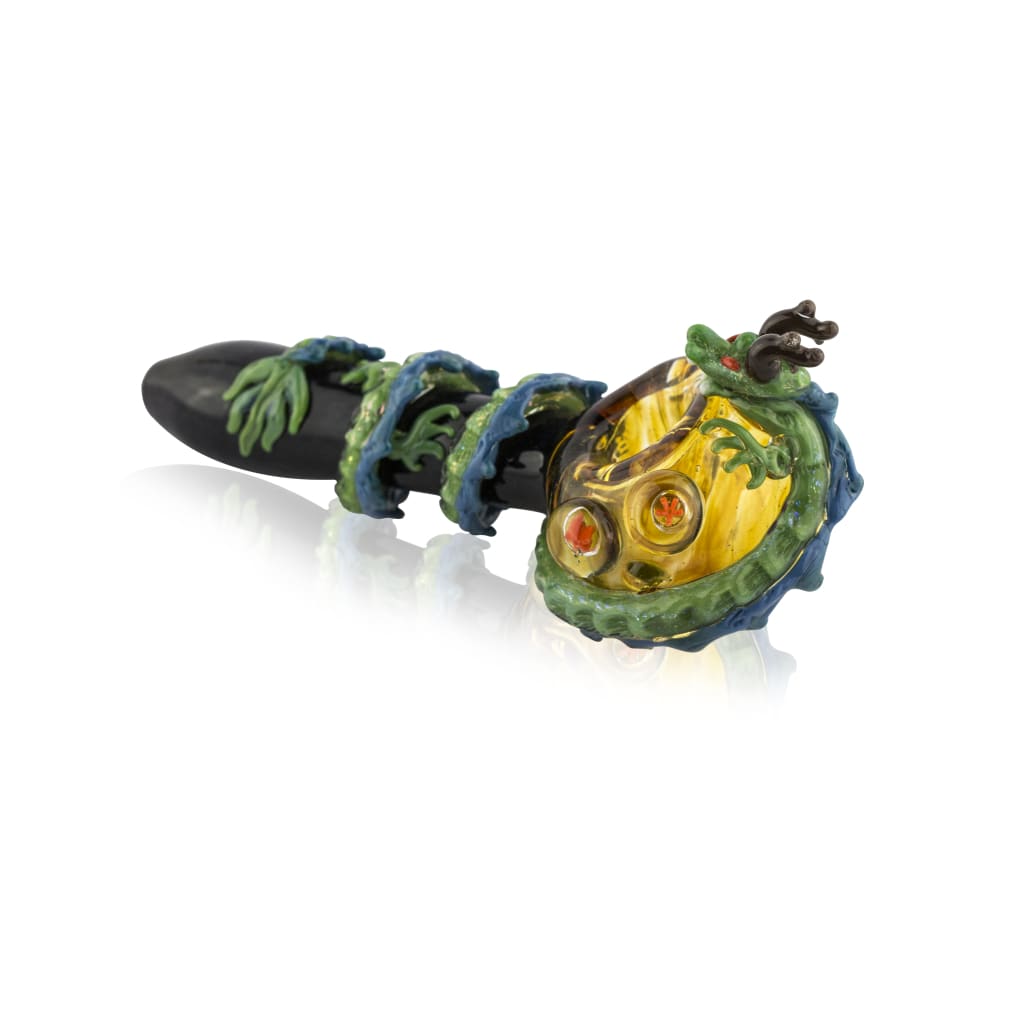 Empire Glassworks Large Dragon Wrapped Worked Hand Pipe
