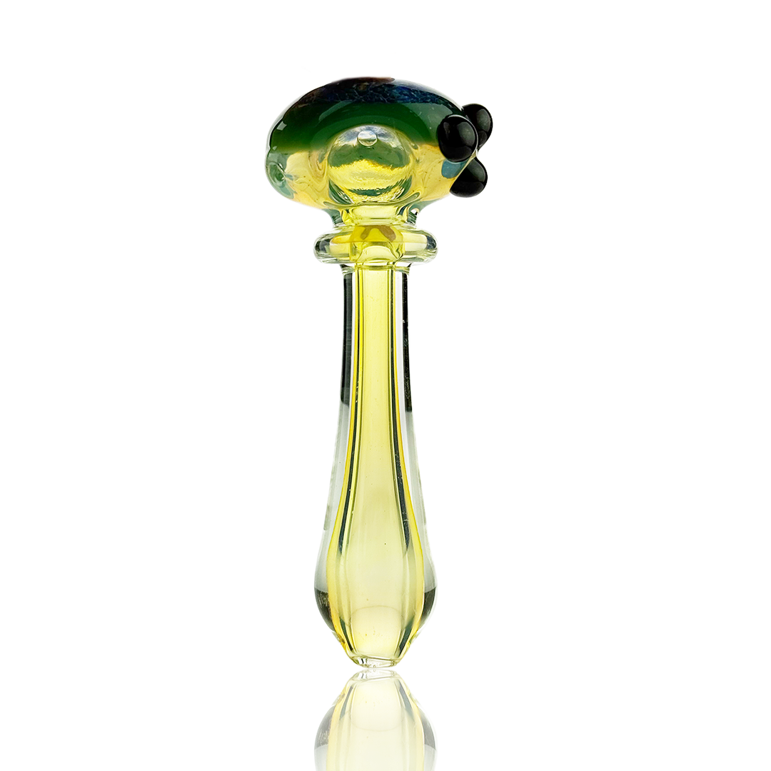 4.5 Inch Silver Fume Glass Hand Pipe with Frit Art