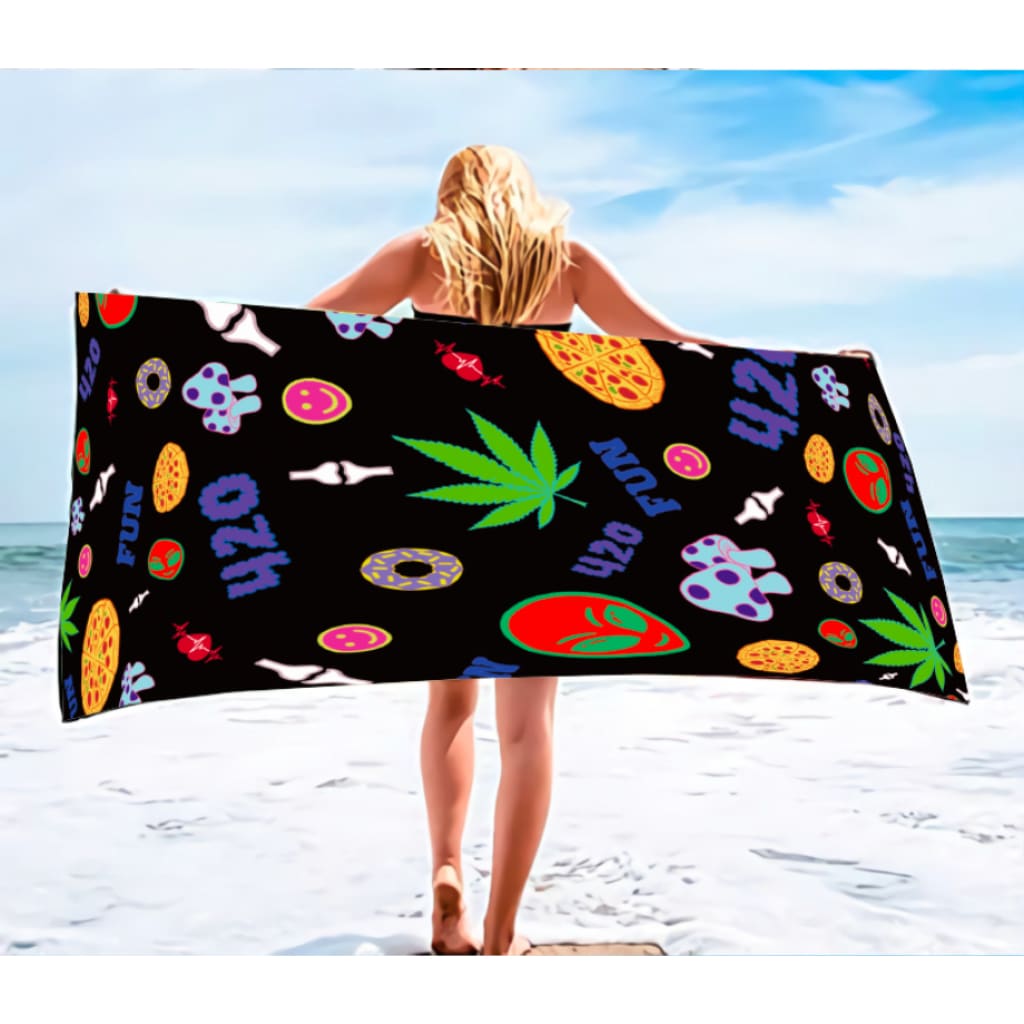 Extraterrestrial-inspired 420 Leaf Beach Towel 👽🍃