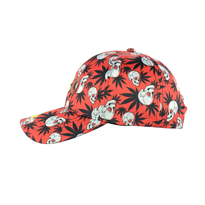 Red Skull Leaf Design Baseball Snapback Hat