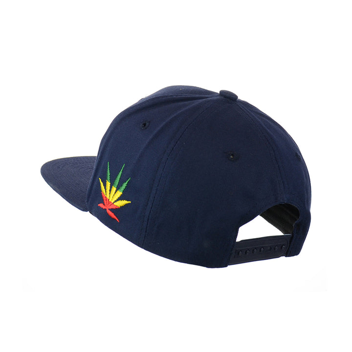 Rasta Leaf Embroidered Cotton Snapback Hat