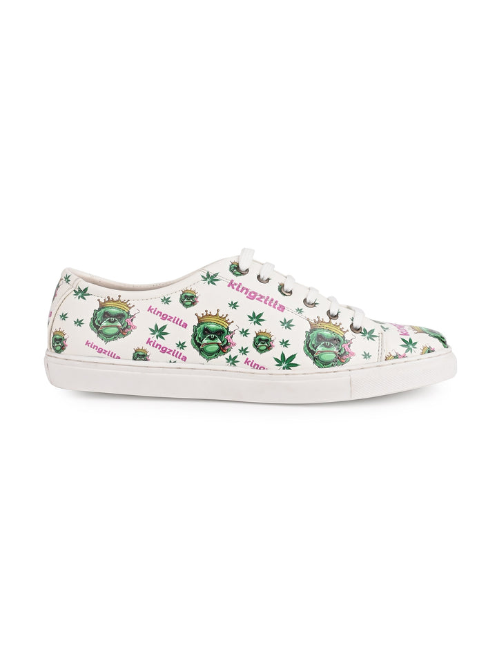 Snow White Kingzilla Print Vegan Leather Shoes