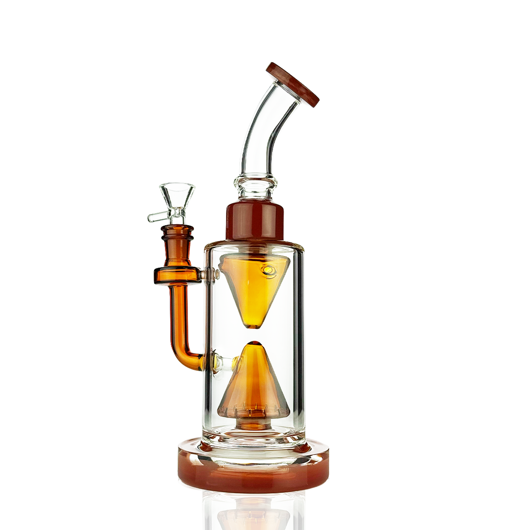 Pyramid Base 10" Water Pipe Rig - Shower Perc, 14mm Bowl
