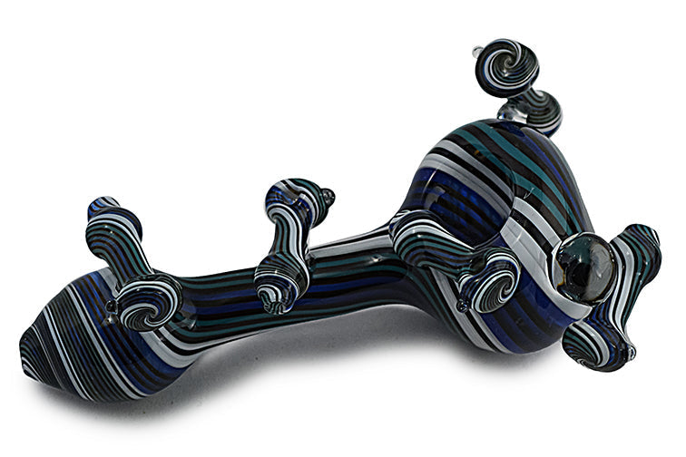 Vibrant Wig Wag Glass Hand Pipe with Built-in Miniatures