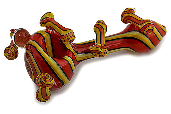 Vibrant Wig Wag Glass Hand Pipe with Built-in Miniatures
