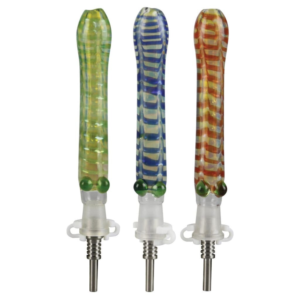 Glass Dab Straw W/ 10mm Titanium Tip - 6’ / Colors Vary