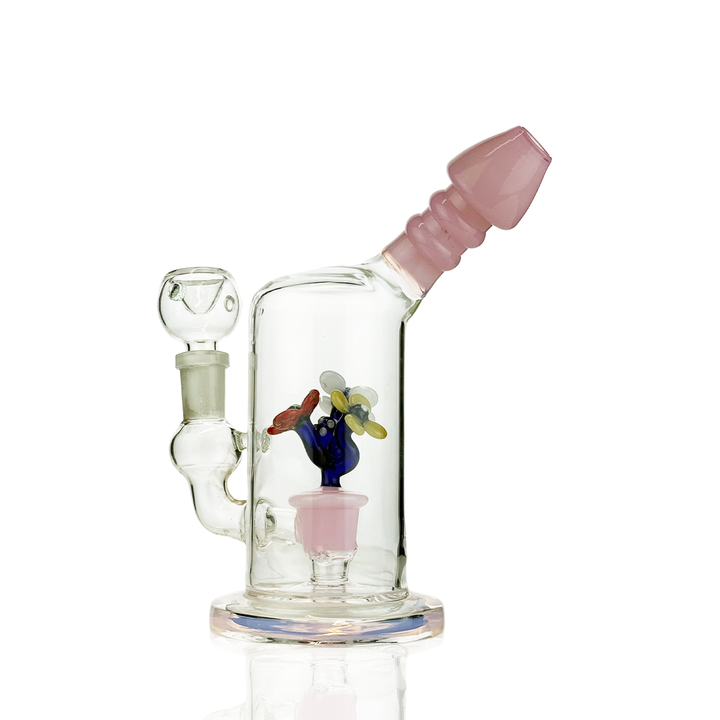 7" Slime Glass Flower Perc Water Pipe with 14mm Bowl