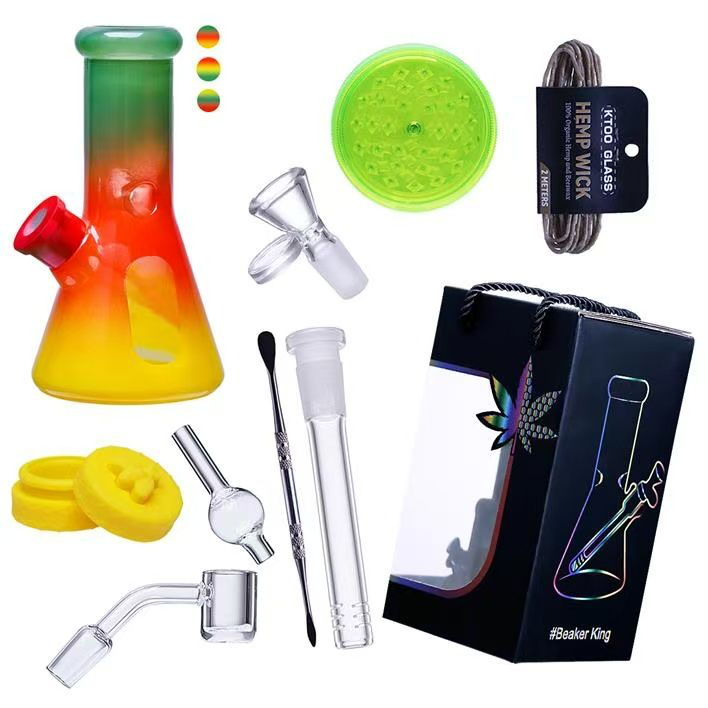 8 Inch 5mm Beaker Bong with Essential Kit