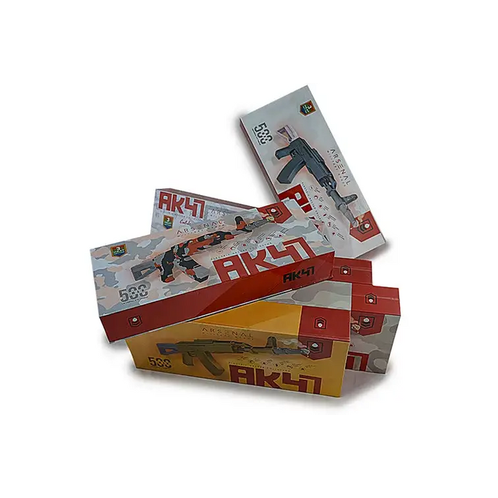 Multiple retail boxes for a gun-shaped electric nectar collector kit, stacked and fanned out, featuring AK47 branding and camouflage patterns on a white background.