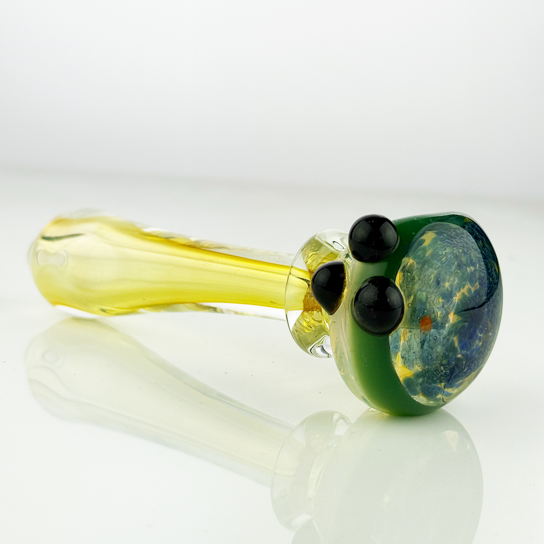4.5 Inch Silver Fume Glass Hand Pipe with Frit Art