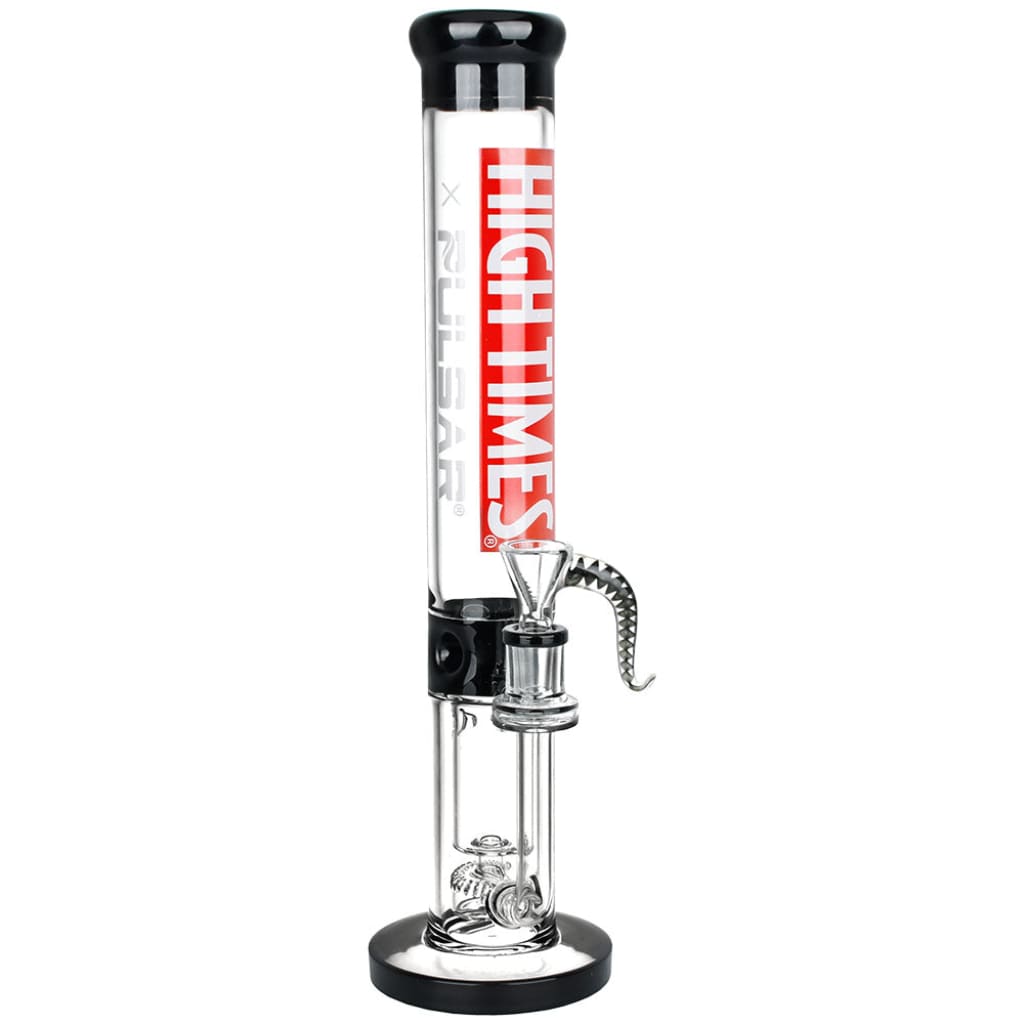 High Times x Pulsar Logo Straight Tube Recycler Water Pipe - 14.75’ / 14mm f