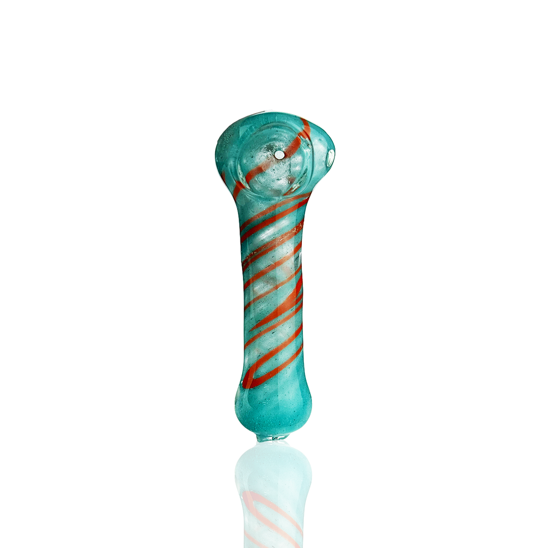 3 Inch Frit Glass Spoon Pipe with Spiral Design