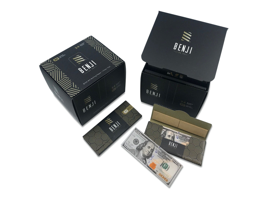 Benji $100 Bill Print Rolling Papers - 24 Booklets