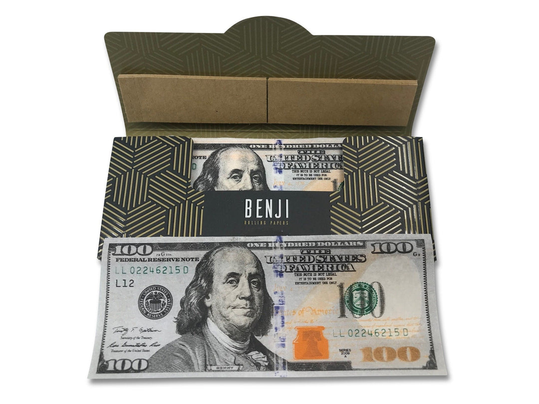 Benji $100 Bill Print Rolling Papers - 24 Booklets