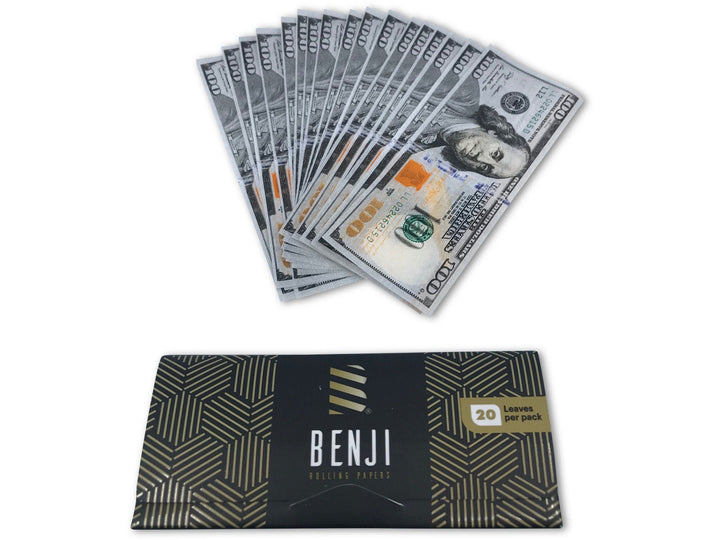 Benji $100 Bill Print Rolling Papers - 24 Booklets