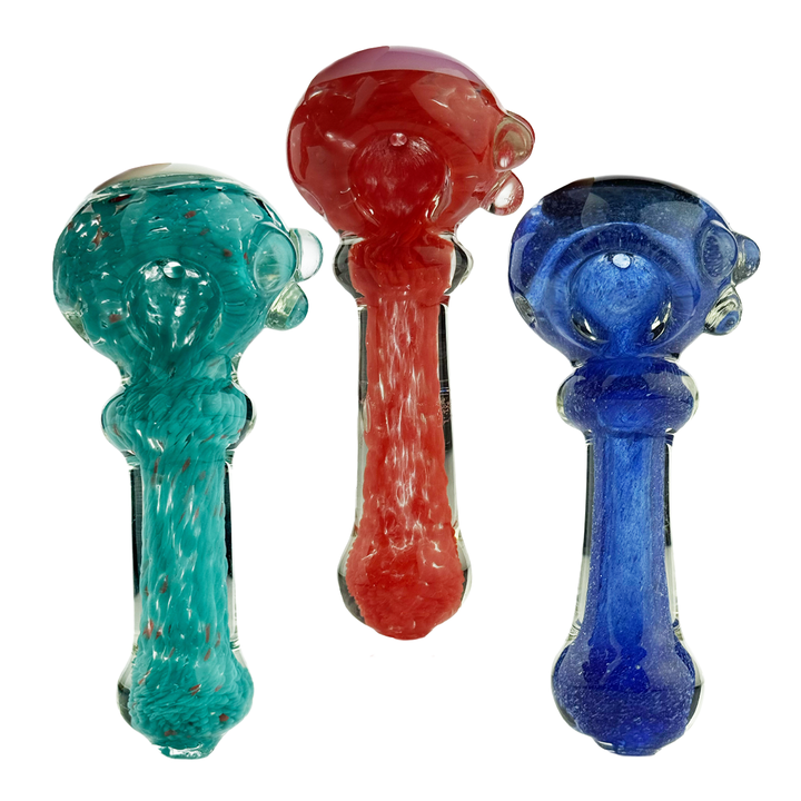 4-Inch Frit Glass Hand Pipe with Color Tube Head