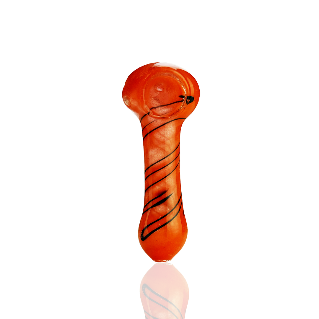 3 Inch Frit Glass Spoon Pipe with Spiral Design