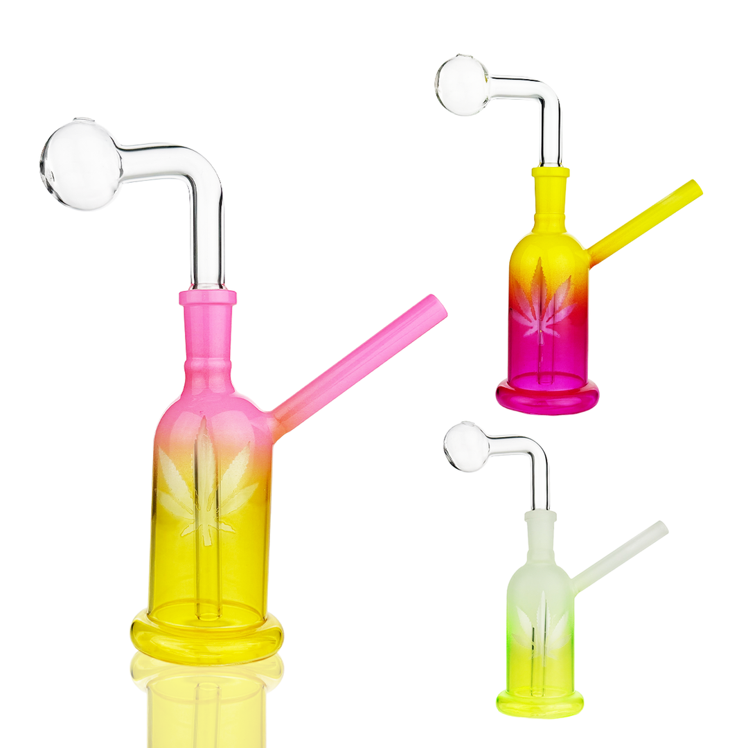 Frosted Glass Oil Burner - 6 Inch with 14mm Bowl