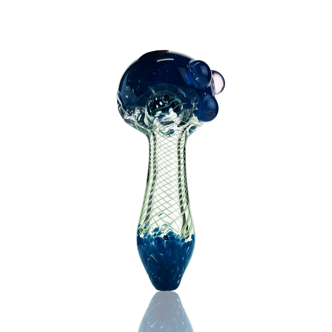 Compact Frit Color Spiral Art Glass Spoon Pipe