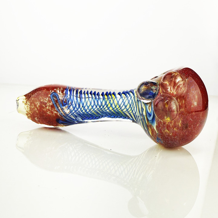 Compact Frit Color Spiral Art Glass Spoon Pipe
