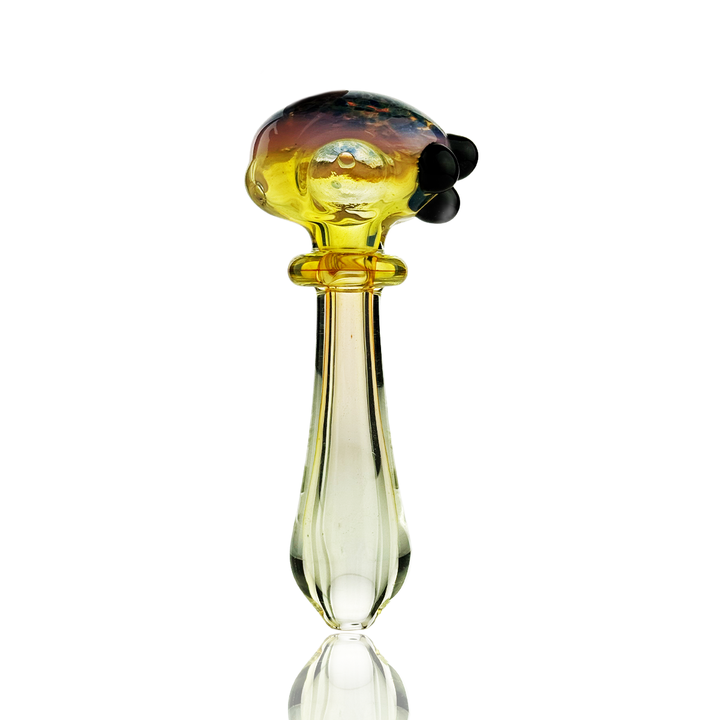 4.5 Inch Silver Fume Glass Hand Pipe with Frit Art