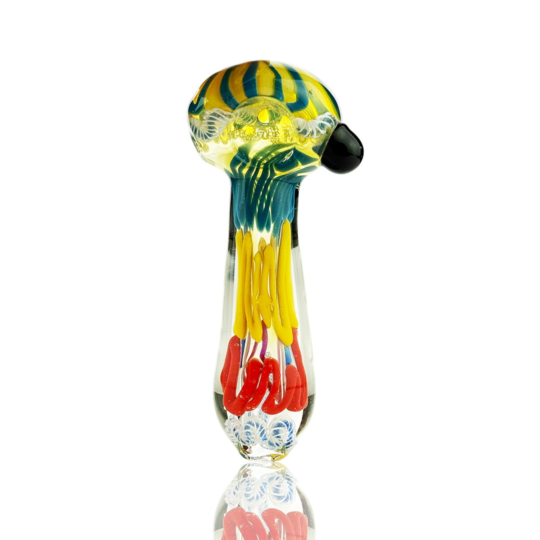 Vibrant Rasta Swirl Glass Hand Pipe 4-Inch