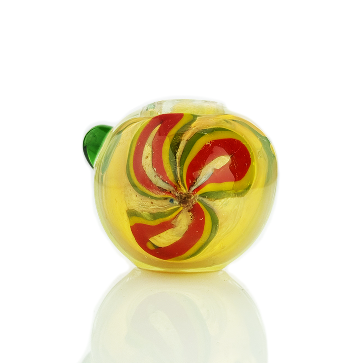 4.5" Silver Fume Spoon Pipe with Rasta Lines