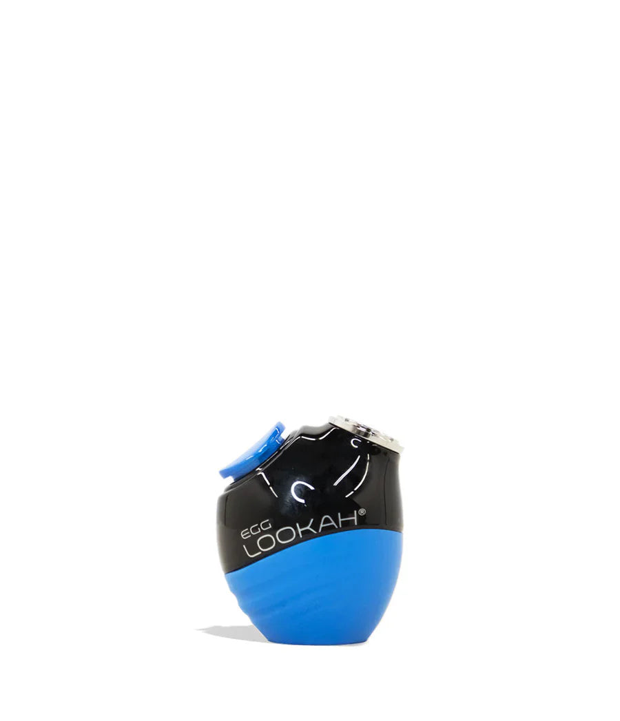 A black and blue egg-shaped vaporizer battery with 'EGG LOOKAH' text, featuring a blue button and silver top, shown against a clean white background.