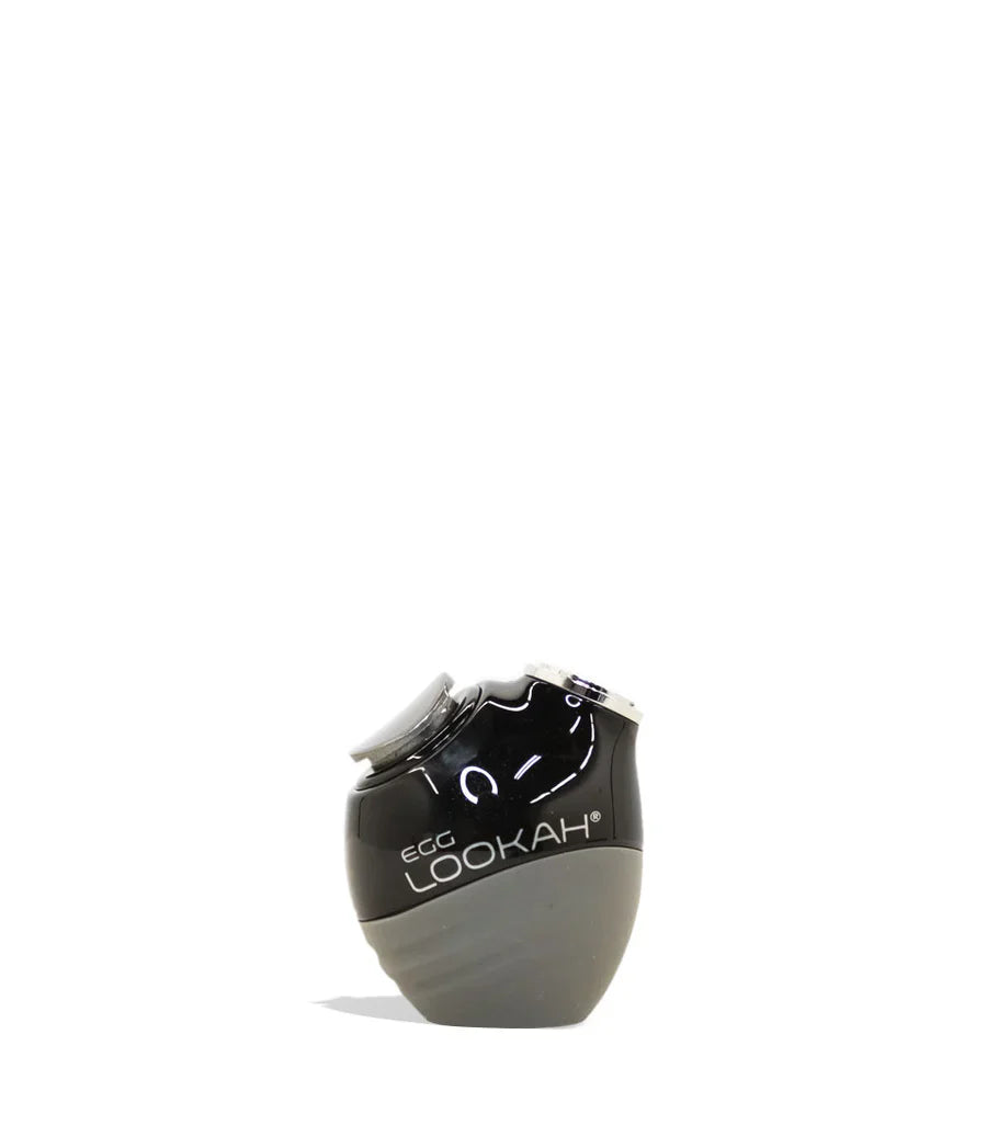 A small, egg-shaped black and gray 510 thread cartridge battery, branded 'EGG LOOKAH', stands upright against a white background.