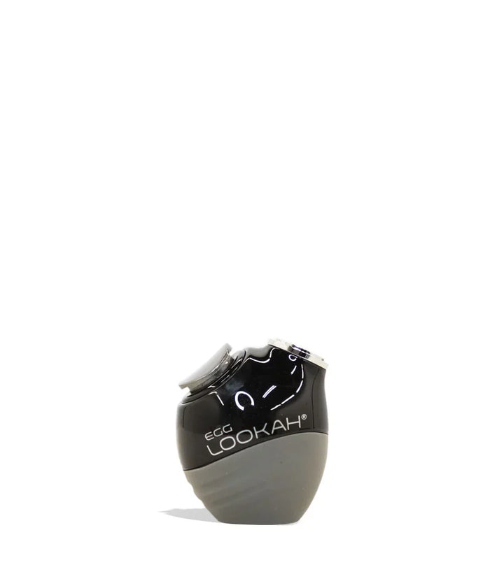 A small, egg-shaped black and gray 510 thread cartridge battery, branded 'EGG LOOKAH', stands upright against a white background.
