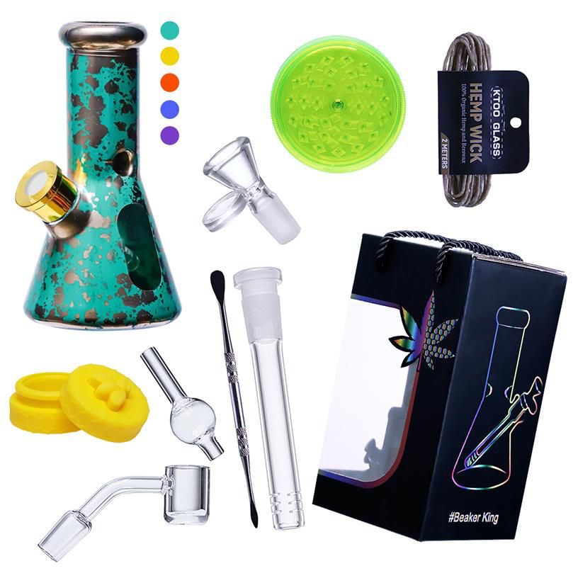 8 Inch 5mm Beaker Bong with Essential Kit