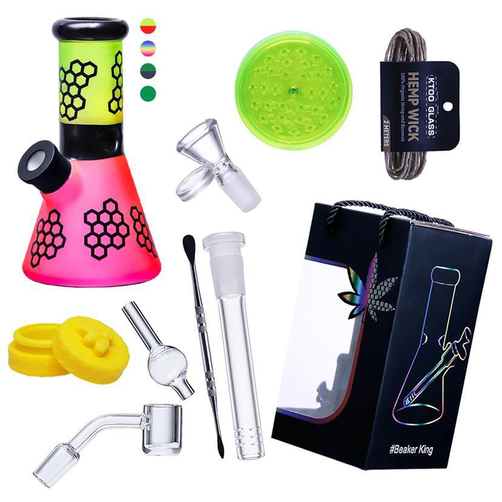 8 Inch 5mm Beaker Bong with Essential Kit