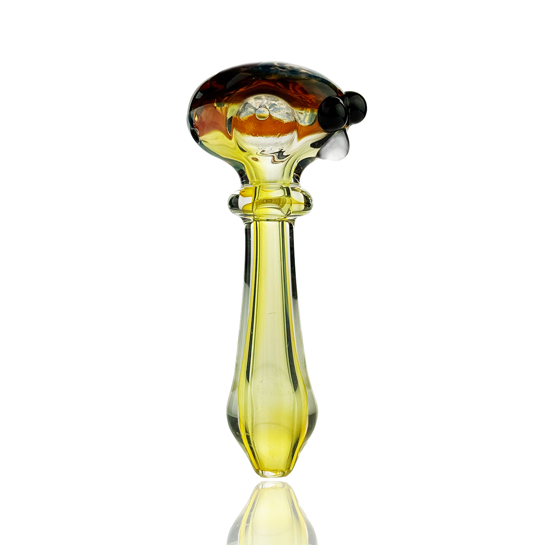 4.5 Inch Silver Fume Glass Hand Pipe with Frit Art