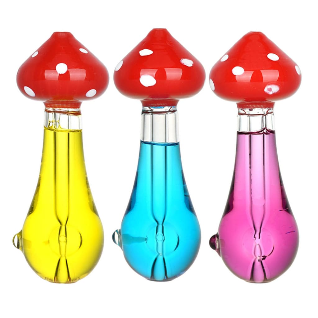 Mushroom Mojo Glycerin Hand Pipe - 4.25’ / Colors Vary