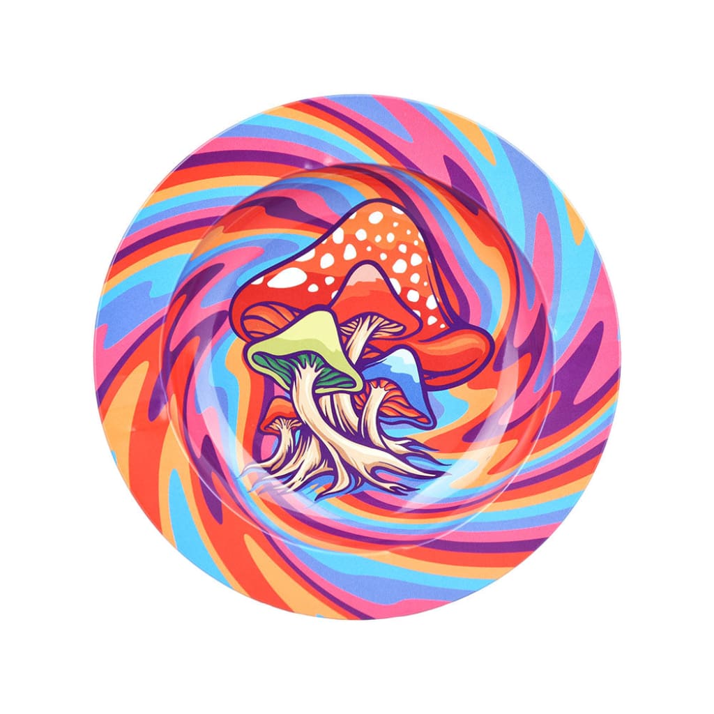 Mushroom Swirl Round Metal Ashtray - 5.25’