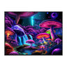 Neon Mushroom World Black Light Reactive Wall Tapestry 81’x53