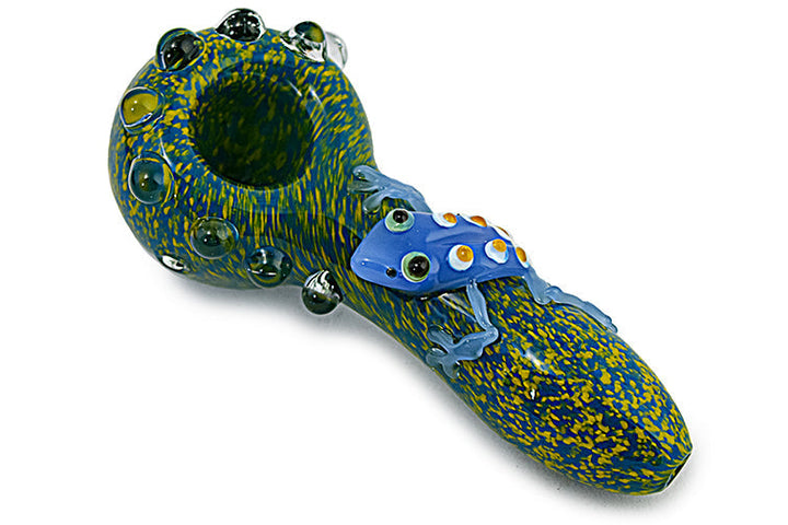 Vibrant Frog Accented Glass Pipe