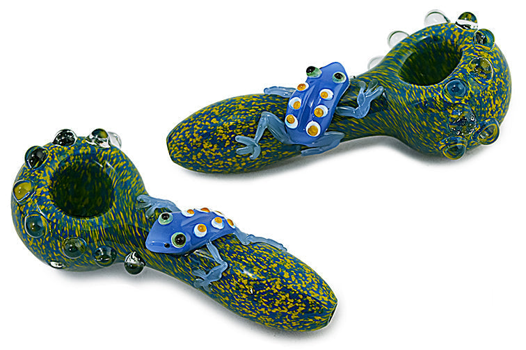 Vibrant Frog Accented Glass Pipe