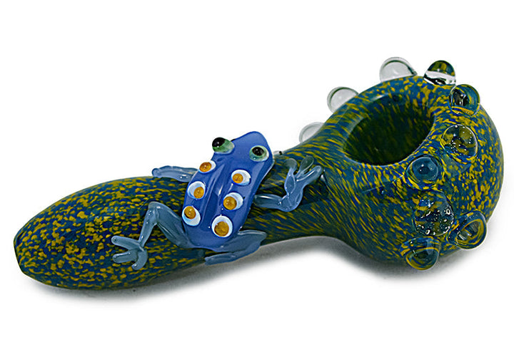 Vibrant Frog Accented Glass Pipe