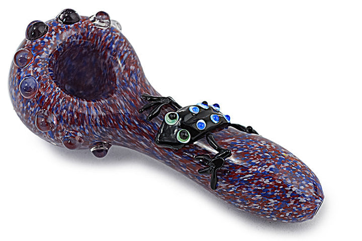 Vibrant Frog Accented Glass Pipe